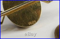 ANTIQUE ENGLISH 15K GOLD GARNET SILVER & DIAMOND BUG INSECT BAR BROOCH c1880