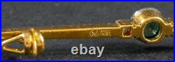 ANTIQUE PLATINUM DIAMONDS SAPPHIRES PEARL 3 Bar Brooch Pin C1920s