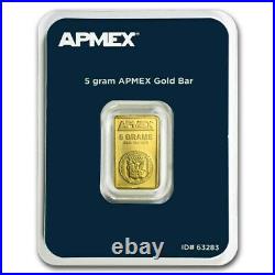 APMEX 5 Gram Gold Bar. 9999 Fine Tamper Evident Packaging TEP