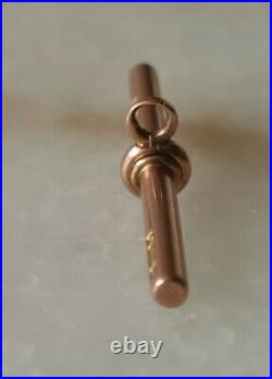 A very Fine 9ct 375 Rose Gold Watch Fob Chain T-Bar 3.4 Grams 35mm across
