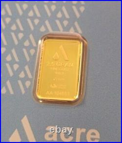 Acre 2.5 Gram. 9999 Fine Gold Bullion Bar LE #1 Assay Card with Original Box