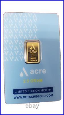 Acre 2.5 Gram 999.9 Fine Gold Bar Bullion In Assay Card (GP2020059)