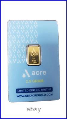 Acre 2.5 Gram 999.9 Fine Gold Bar Bullion In Assay Card (GP2020060)