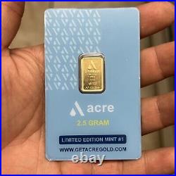 Acre 2.5 Gram Fine Gold 9999 Limited Edition Bar Card Assay