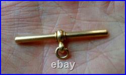 Albert Chain T Bar 15ct Rose Gold Antique for Fob WATCH Chain 625 4.7g Pendant
