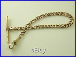 Albertine watch chain antique 9 carat gold 8 long T-bar swival clasp c. 1880 18g