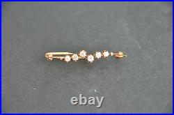 Antique 14K Rose Gold Diamond Bar Pin
