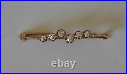 Antique 14K Rose Gold Diamond Bar Pin