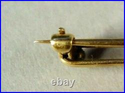 Antique 14K Yellow Gold Bar Pin with Peridots & Pearls, Safety Clasp