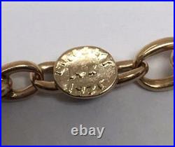Antique 14k White Rose Gold Solid Patterned 14 Pocket Watch Bar Link Fob Chain