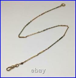 Antique 14k White Rose Gold Solid Patterned 14 Pocket Watch Bar Link Fob Chain