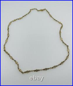 Antique 14k Yellow Gold Ornate Bar Link Chain Necklace 19 1/2
