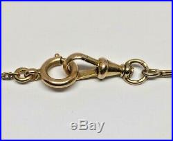 Antique 14k Yellow Gold Solid Double Lock 16 Pocket Watch Bar Link Fob Chain