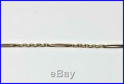 Antique 14k Yellow Gold Solid Double Lock 16 Pocket Watch Bar Link Fob Chain