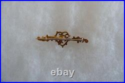 Antique 15ct Gold'sweet Heart Forget Me Not' Bar Brooch C1890's, 1.65 Grams