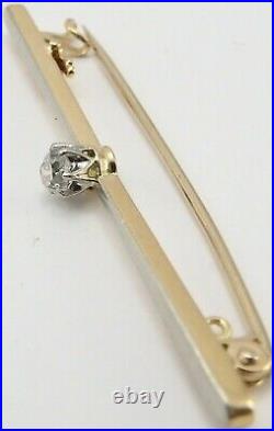 Antique 15ct gold Diamond set 1/5th carat Edwardian bar brooch in antique box