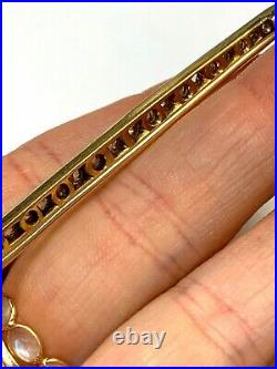 Antique 1.9CT Rose Cut 18K Gold and Platinum Diamond Bar Pin, Lovely Pendant