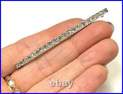 Antique 1.9CT Rose Cut 18K Gold and Platinum Diamond Bar Pin, Lovely Pendant