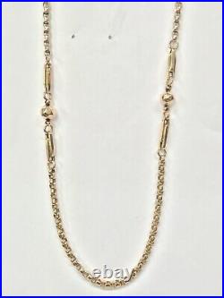 Antique 9ct Red / Rose Gold Belcher, Bar, Bead Link Necklace 16 1/2 Inches