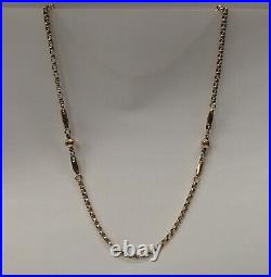 Antique 9ct Red / Rose Gold Belcher, Bar, Bead Link Necklace 16 1/2 Inches