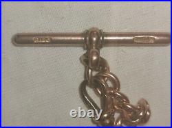 Antique Albert Chain And Fob T Bar 9ct Solid Yellow Gold