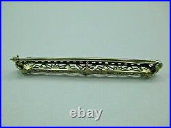 Antique Art DECO Diamond 14K White Gold Filigree Bar Brooch Pin 104D