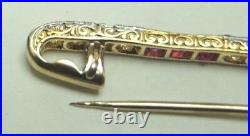 Antique Art Deco Vintage Diamond Platinum 18K Yellow Gold Safety Pin Tie Bar