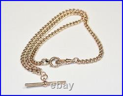 Antique Curb Link 9ct T-bar Gold Albert Watch Chain, Necklace