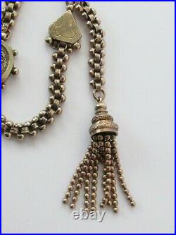 Antique Edwardian 15k Rose Gold Filled Bar Albertini Pocket Watch Chain Tassel