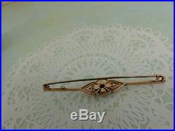 Antique Edwardian 9ct Gold Peridot and Pearl Bar Brooch Boxed