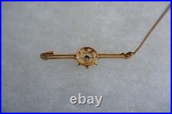 Antique Edwardian Period 15ct Gold, Sapphire & Seed Pearl Bar Brooch C1900's