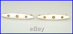 Antique Pair 14k Gold Enamel Seed Pearl Beauty Baby Lingerie Doll Bar Pins