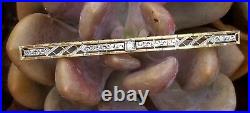 Antique Platinum 14K Yellow Gold Diamond Bar Pin Brooch Estate Jewelry- Krementz