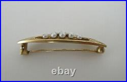 Antique Sloan & Co. 14K Gold Montana Sapphire Seed Pearl Pin Brooch Bar Pin
