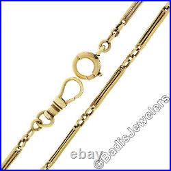 Antique Solid 14K Yellow Gold Slotted & Open Bar Link 14 Pocket Watch Chain