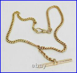 Antique Solid 14k Yellow Gold Watch Chain T Bar Necklace