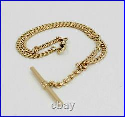 Antique Solid 14k Yellow Gold Watch Chain T Bar Necklace