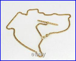 Antique Tiffany & Co Solid 14k Gold Watch Chain Necklace With T Bar