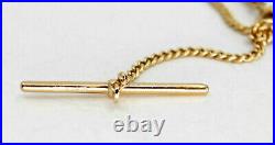 Antique Tiffany & Co Solid 14k Gold Watch Chain Necklace With T Bar