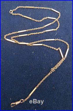 Antique Victorian 10k Rose Gold Watch Necklace Bar And Chain Pattern