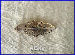 Antique Victorian 14K Gold-Ceylon Sapphire-Diamond Bar Pin Brooch 7.6g
