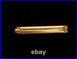 Antique Victorian 14kt Yellow Gold Blue Enamel & Seed Pearl Bar Pin Brooch