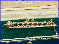 Antique Victorian 15ct Yellow Gold Quality Seed Pearl Horseshoe Bar Brooch Pin