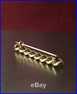 Antique Victorian 15k 15ct Gold Chain Link Bar Brooch Unusual Marked 15
