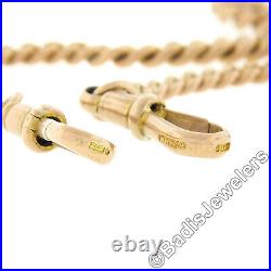 Antique Victorian 9k Gold 15 Cuban Curb Link Pocket Watch Chain with Toggle Bar