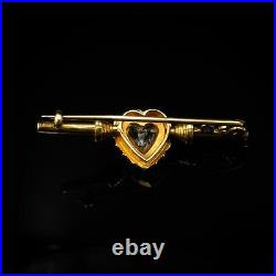 Antique Victorian Pearl and Rock Crystal Heart 15ct 15K Yellow Gold Bar Brooch