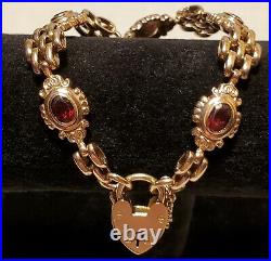 Antique Victorian Solid 9k Rose Gold Bar Gate Bracelet Padlock 25.35 Gram 7.5