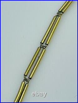 Antique Victorian Yellow Gold Filled Bar Link Long Watch Chain Necklace 60