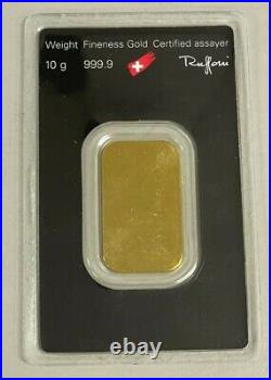 Argor Heraeus 10 Gram Gold Bar of 999.9 fine 24 Karat in Sealed in Assay Card