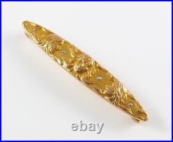 Art Nouveau 14k Gold Krementz Diamond 3 Lady Profile Bar Pin Brooch